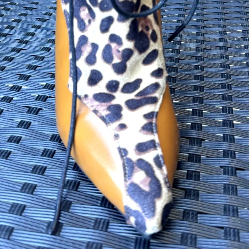 Women's Lace Ankle Boots Leopard Print High Stiletto Heels Zipper EU 38 US 7.5-8 - Picture 12 of 16